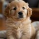puppy care for beginners — golden retriever puppy on a cozy blanket at home