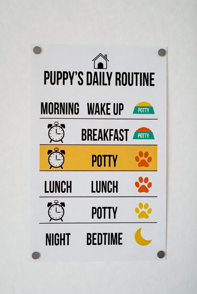 puppy potty training schedule chart daily routine